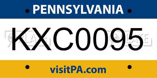 KXC0095 Pennsylvania License Plate
