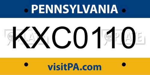 KXC0110 Pennsylvania License Plate