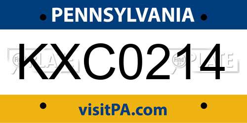 KXC0214 Pennsylvania License Plate