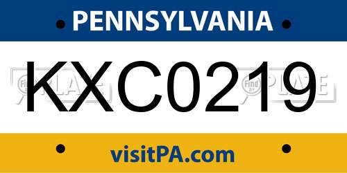 KXC0219 Pennsylvania License Plate