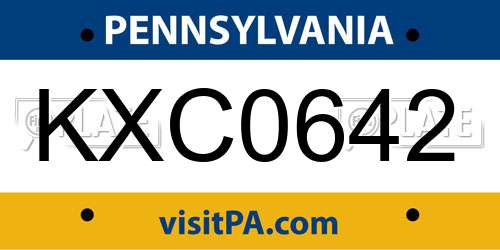 KXC0642 Pennsylvania License Plate