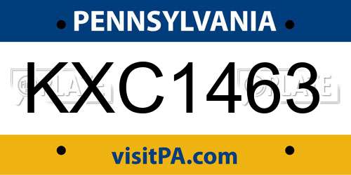 KXC1463 Pennsylvania License Plate