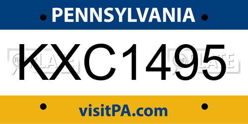 KXC1495 Pennsylvania License Plate
