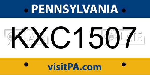 KXC1507 Pennsylvania License Plate