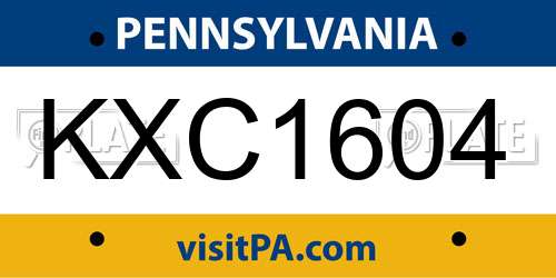 KXC1604 Pennsylvania License Plate