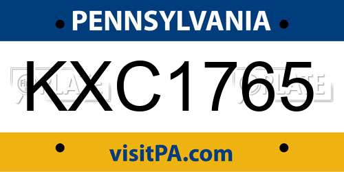 KXC1765 Pennsylvania License Plate