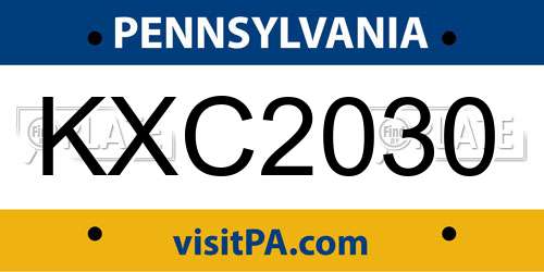 KXC2030 Pennsylvania License Plate