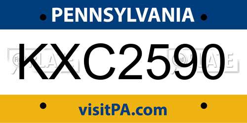 KXC2590 Pennsylvania License Plate