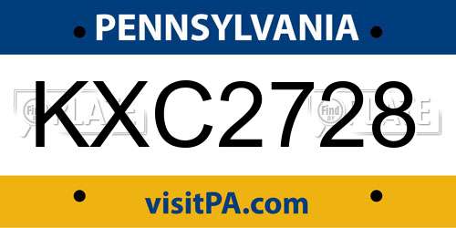 KXC2728 Pennsylvania License Plate