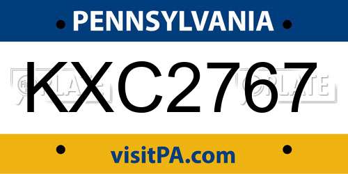 KXC2767 Pennsylvania License Plate