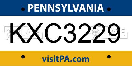 KXC3229 Pennsylvania License Plate