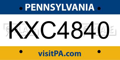 KXC4840 Pennsylvania License Plate