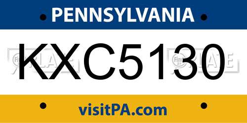 KXC5130 Pennsylvania License Plate