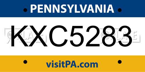 KXC5283 Pennsylvania License Plate