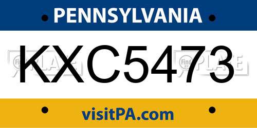 KXC5473 Pennsylvania License Plate
