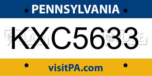KXC5633 Pennsylvania License Plate