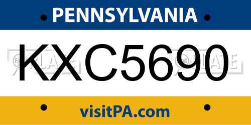 KXC5690 Pennsylvania License Plate