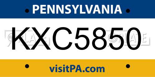 KXC5850 Pennsylvania License Plate