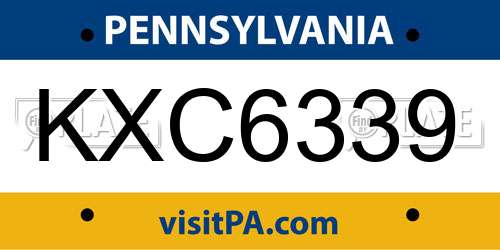 KXC6339 Pennsylvania License Plate