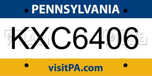 KXC6406 Pennsylvania License Plate