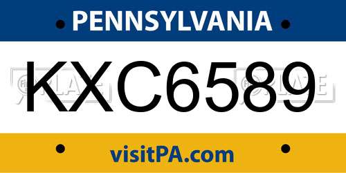 KXC6589 Pennsylvania License Plate