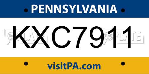 KXC7911 Pennsylvania License Plate