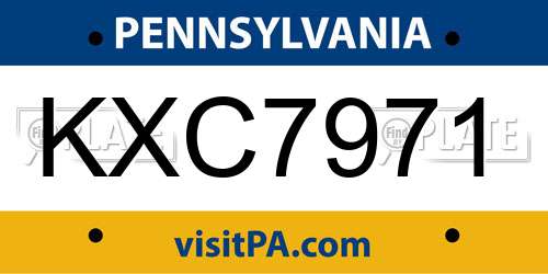 KXC7971 Pennsylvania License Plate
