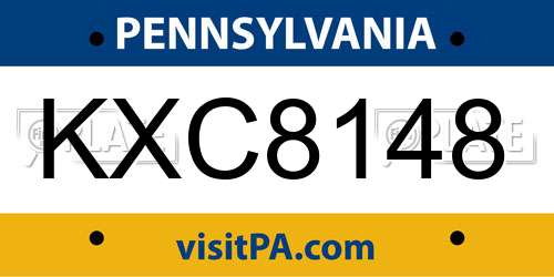 KXC8148 Pennsylvania License Plate
