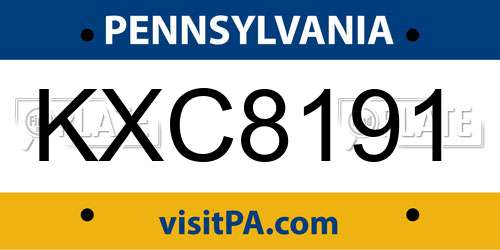 KXC8191 Pennsylvania License Plate