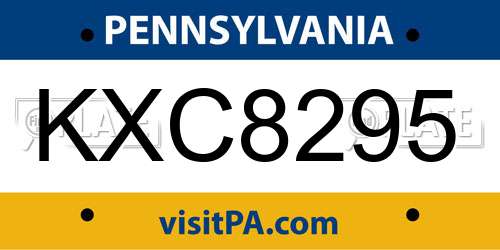 KXC8295 Pennsylvania License Plate