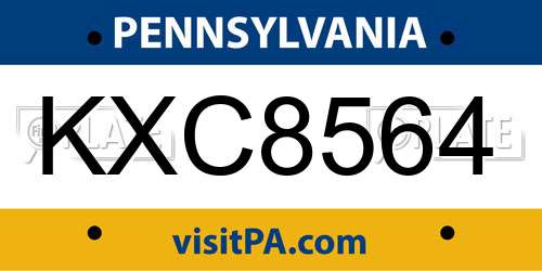KXC8564 Pennsylvania License Plate