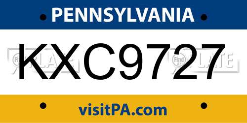 KXC9727 Pennsylvania License Plate