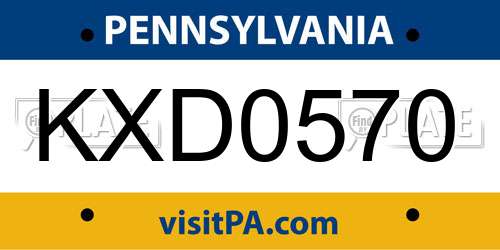 KXD0570 Pennsylvania License Plate