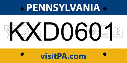 KXD0601 Pennsylvania License Plate