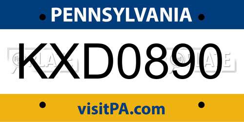 KXD0890 Pennsylvania License Plate