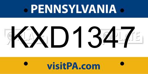 KXD1347 Pennsylvania License Plate