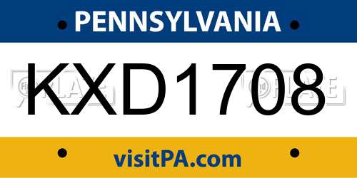KXD1708 Pennsylvania License Plate