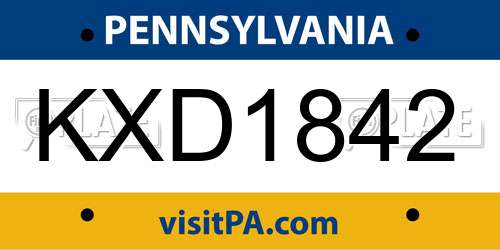 KXD1842 Pennsylvania License Plate