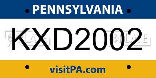 KXD2002 Pennsylvania License Plate