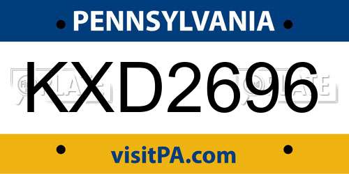 KXD2696 Pennsylvania License Plate