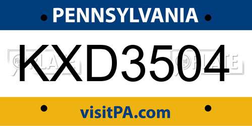 KXD3504 Pennsylvania License Plate