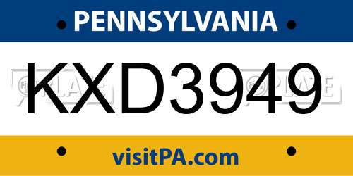 KXD3949 Pennsylvania License Plate