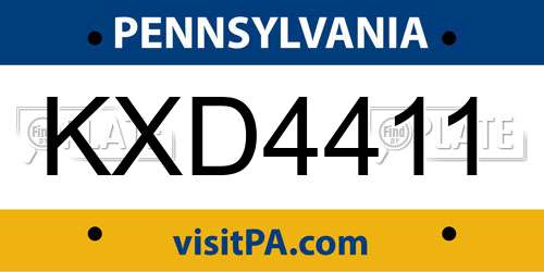 KXD4411 Pennsylvania License Plate