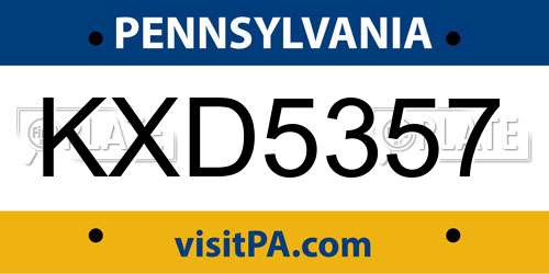 KXD5357 Pennsylvania License Plate