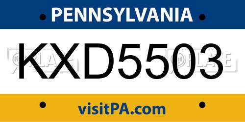 KXD5503 Pennsylvania License Plate