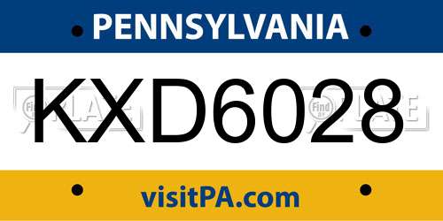 KXD6028 Pennsylvania License Plate