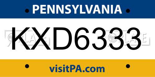 KXD6333 Pennsylvania License Plate