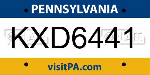 KXD6441 Pennsylvania License Plate