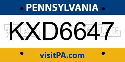 KXD6647 Pennsylvania License Plate