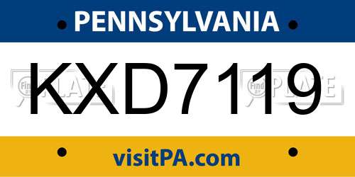 KXD7119 Pennsylvania License Plate